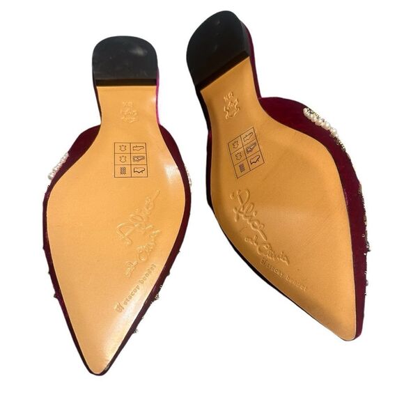 Alice + Olivia Raspberry Urtin Embellished Velvet Mules/Slides NWOB Size 8.5 - Picture 11 of 11